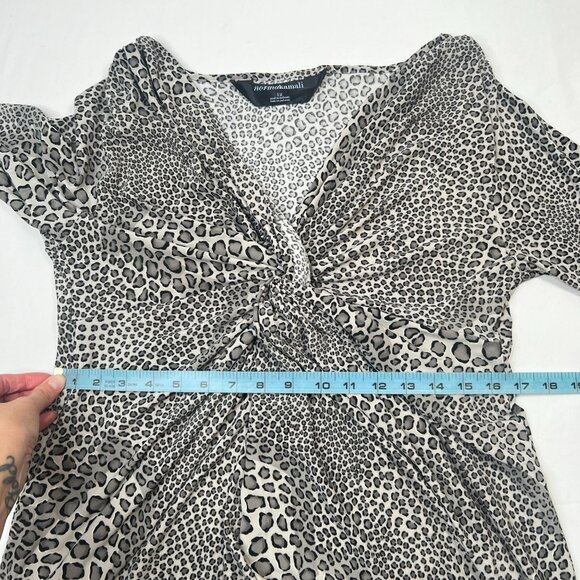 Norma Kamali Cheetah Print Twist Dress Stretch Jersey Grey Animal Print Large - Picture 5 of 10